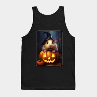Cute Halloween Guinea Pig With Pumpkin Funny Halloween Gifts For Guinea Pigs Lover Tank Top